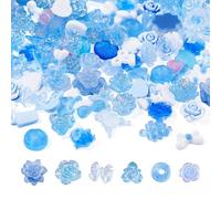 Cheriswelry 30G Luminous Resin Cabochons Glow in The Dark Flower Flatback Deep Sky Blue Cartoon Rose Embellishments for DIY Jewelry Crafts Making Phone Case Decor