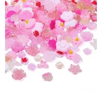 Cheriswelry 30G Luminous Resin Cabochons Glow in The Dark Flower Flatback Pink Cartoon Rose Embellishments for DIY Jewelry Crafts Making Phone Case Decor