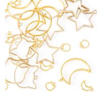 Cheriswelry 30pcs Cat Star Moon Hallow Frame Pendants Alloy Open Back Bezel Pendants Resin Craft Bezels Jewelry Molds for DIY UV Resin Earrings Bracelet Necklace Jewelry Making 11.5-38 mm