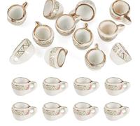 Cheriswelry 30Pcs Mini Coffee Cups Ceramic Coffee Mug Miniature Ornaments Imitation Food Drink Tableware Kitchen Dollhouse Accessory 15.5x22mm for Home Christmas Party Decoration Autumn Supplies