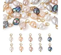 Cheriswelry 30Pcs Natural Freshwater Cultured Pearl Pendants 16-19mm Seashell Pearl Dangle Charms with Loops for DIY Necklaces Bracelets Earrings Jewelry Making Summer Decor
