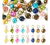 Cheriswelry 30Pcs Natural Freshwater Pearl Charms Cultured Baroque Pearl Pendants Random Colors Oval Pearls Dangle Charms for DIY Jewelry Making Necklace