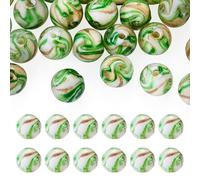 Cheriswelry 30Pcs Round Ball Glass Beads 10mm Handmade Lampwork Bead Gold Sand Loose Spacer Beads for DIY Bracelet Keychain Necklace Jewelry Making