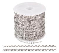 Cheriswelry 32.8 Feet Brass Coated Iron Chains Flat Oval Cable Chains with Spool Soldered Links for Women Men Necklace Bracelet Jewelry Making