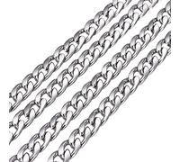 Cheriswelry 32.8 Feet Cuban Chains Punk Stainless Steel Miami Curb Chains with Spool for DIY Hip Hop Jewellery Bracelets Necklaces Making 5mm Wide