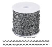 Cheriswelry 32.8 Feet Flat Oval Cable Chains with Spool Gunmetal Soldered Link Chains for Women Men Necklace Bracelet Jewelry Making