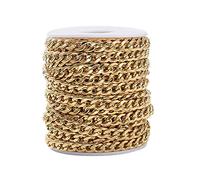 Cheriswelry 32.8 Feet Golden Cuban Chains 6mm Twist Punk Miami Curb Chains, Stainless Steel, with Spool for Women Mens Jewellery Collar Making