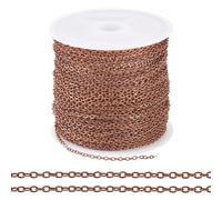 Cheriswelry 32.8 Feet Iron Chains 2x1.5x0.3mm Flat Oval Cable Chains with Spool Soldered Links for Women Men Necklace Bracelet Jewelry Making