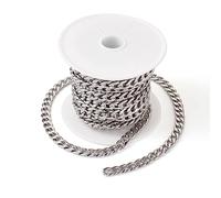 Cheriswelry 32.8 Feet Stainless Steel Cuban Chains 10mm Wide Heavy Chunky Miami Curb Chains with Spool for DIY Hip Hop Jewellery Bracelets Necklaces Making