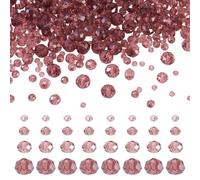 Cheriswelry 385 PCS 3/4/6/8mm Faceted Glass Beads Strands Disco Ball Rondelle Crystal Clear Spacer Bead Charms Bulk for Jewelry Making Supplies, Purple