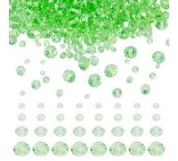 Cheriswelry 385 PCS 3/4/6/8mm Faceted Glass Beads Strands Disco Ball Rondelle Crystal Clear Spacer Bead Charms Bulk for Jewelry Making Supplies, Green