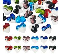 Cheriswelry 3D Heart Lampwork Beads 20mm Millefiori Glass Bead Two Tone Pattern Shaped Handmade Charm for Jewelry Making Home Decor Bracelet Necklace Crafts
