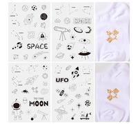 Cheriswelry 4 Sheets Universe Theme Pattern Water Soluble Stabilizer Stitch Embroidery Paper Self Adhesive Wash Away Stabilizer for Cloth Embroidery Hand Sewing