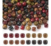 Cheriswelry 40 PCS Natural Wood 8mm Barrel Beads Wine Red Wooden Column Bead Macrame Beading Rondelle Spacer Bead for Jewelry Making Crafts Home Decor