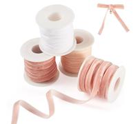 Cheriswelry 40 Yards Pink Velvet Ribbons 10mm Single Face Velvet Fabric Soft Ribbons Bundle Rolls for DIY Crafts Christmas Tree Party Favor Gift Wrapping