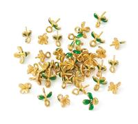 Cheriswelry 40pcs Enamel Eye Pin Peg Bails Screw Eyepins Charm Clasps Connector Peg Pin Bails for Jewelry Making Half Drilled Beads 18K Gold Plated Charms 7.5-8 mm