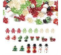 Cheriswelry 44Pcs 10 Styles Christmas Handmade Lampwork Beads Snowman Gloves Tree Glass Beads Handmade Cartoon Xmas Loose Beads for DIY Jewellery Making