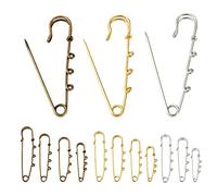 Cheriswelry 44pcs Heavy Duty Safety Pins Kilt Needles with 3 Holes Blanket Pins Brooch Finding 11 Styles for Skirts Knitted Fabric Crafts