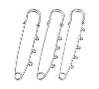 Cheriswelry 45pcs Large Safety Pins Blanket Pins Heavy Duty Kilt Needles with Loops 3 Styles Brooch Finding for Skirts Knitted Fabric Crafts