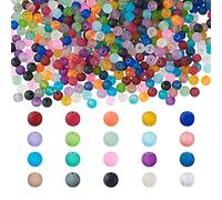 Cheriswelry 500Pcs 6mm Frosted Round Glass Crystal Beads Transparent Glass Beads Mixed Color for DIY Jewelry Making
