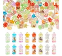 Cheriswelry 50pcs Luminous Wishing Bottle Pendants Glow in the Dark Bottle Dangle Charms with Shell Colorful Resin Earring Bracelet Charms 20-24.5mm for DIY Craft Necklace Jewelry Making