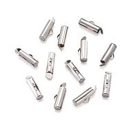 Cheriswelry 50pcs Slide On End Clasp Tubes Slider End Caps Iron Crimp End Tube 11/0 8/0 Seed Beads Slider Clasp for Multi-Strand Bracelet Jewelry Making, Platinum