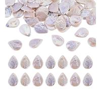 Cheriswelry 50Pcs Teardrop Natural Pearl Beads 13mm Flat Teardrop Baroque Freshwater Pearls Irregular Nucleated Pearls for Jewelry Making Necklace DIY Crafts