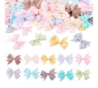Cheriswelry 50Pcs Tiny Satin Ribbon Bows 36x52x5.5mm Mini Fabric Satin Bowknot Cute Decorative Bows for Wrapping Gift DIY Crafts Sewing Wedding Birthday