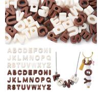 Cheriswelry 52Pcs Acrylic A-Z Letter Beads 3D Alphabet Letter Beads Brown White Opaque Plastic Bead for Jewelry Making Bracelet Necklace Earrings DIY Crafts