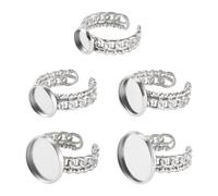 Cheriswelry 5pc Curb Chains Shape Stainless Steel Cuff Finger Rings Setting