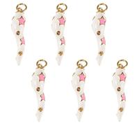 Cheriswelry 6Pcs Chilli Pepper Charms 18K Gold Plated Brass Enamel Hot Pepper Pendants with Jump Ring Star Pattern White Horn of Plenty Charms for DIY Earring Necklace Bracelet Jewelry Making