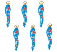 Cheriswelry 6Pcs Chilli Pepper Charms 18K Gold Plated Brass Enamel Hot Pepper Pendants with Jump Ring Star Pattern Blue Horn of Plenty Charms for DIY Earring Necklace Bracelet Jewelry Making
