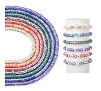 Cheriswelry 7 Strands Flat Round Polymer Clay Beads Strands 6mm Pearlized Disc Beads Heishi Beads for DIY Bohemian Chocker Necklace Bracelet Jewelry Making