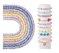 Cheriswelry 7 Strands Handmade Polymer Clay Beads Strands 6mm Pearlized Disc Beads Flat Round Heishi Beads for DIY Bohemian Chocker Necklace Bracelet Jewelry Making