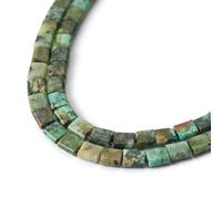 Cheriswelry 70pcs Square 2-Hole Stone Beads Natural African Turquoise Jasper Beads Tila Tile Beads 5.5~6mm Gemstone Loose Spacer Beads for DIY Craft Earring Bracelet Necklace Jewelry Making