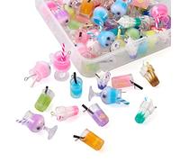 Cheriswelry 72pcs Milk Tea Charms Miniature Imitation Boba Fruit Tea Juice Ice Cream Bubble Tea Charms Pendants for DIY Jewellery Earring Keychain Crafts Making