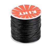 Cheriswelry 76 Yards Round Waxed Polyester Cords Leather Threads 0.6mm Beading String Rope with Spool for DIY Jewellery Macrame Making, Black