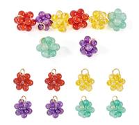 Cheriswelry 8 PCS Cute Grape Glass Pendants 15mm Transparent Crystal Clear 3D Fruit Charms Round Ball Flower Bead Dangle for Handmade Jewelry Making Necklace Earrings