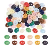 Cheriswelry 80 PCS 12mm Flat Oval Porcelain Buttons 2-Hole Colorful Two Tone Ceramics Craft Button Bulk for DIY Jewelry Making Sewing Crafts Clothes Handbag Design Decor