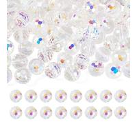 Cheriswelry 80PCS Faceted Disco Ball Glass Beads 10mm Crystal Clear AB Color Iridescent Round Sparkle Spacer Bead Charms Bulk for Jewelry Making Bracelet Necklace Crafts, White
