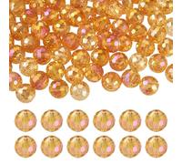 Cheriswelry 80PCS Faceted Disco Ball Glass Beads 10mm Crystal Clear AB Color Iridescent Round Sparkle Spacer Bead Charms Bulk for Jewelry Making Bracelet Necklace Crafts, Orange