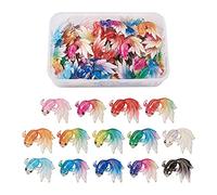 Cheriswelry 84pcs Spray Painted 3D Goldfish Acrylic Pendants Flat Back Carp Bubble Eye Fish Dangle Beads Charms with Gold Lace for Jewellery Necklace Crafts Making