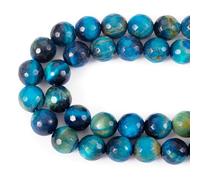 Cheriswelry 8mm Natural Tiger Eye Bead Strands 47PCS Faceted Crystal Loose Spacer Gemstone Bead Energy for DIY Handmade Jewelry Making Bracelet Crafts, Blue