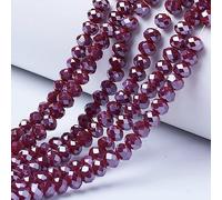 Cheriswelry 8mm Rondelle Glass Beads 10 Strands Faceted Spacer Beads Electroplate Abacus Beads Pearl Luster Plated for Jewellery Making, Dark Red