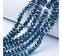 Cheriswelry 8mm Rondelle Glass Beads 10 Strands Faceted Spacer Beads Electroplate Abacus Beads Pearl Luster Plated for Jewellery Making, Dark Green