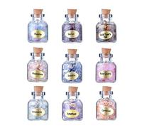 Cheriswelry 9pcs Mini Gemstone Wishing Bottles Crushed Chips Stone Set for Jewelry Making Home Decoration