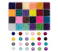 Cheriswelry About 4080pcs 24 Colors Pony Frosted Glass Beads 4mm Mini Round Transparent Glass Spacers for Jewellery Necklaces Bracelets Making