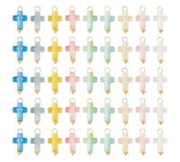 Cheriswelry Acrylic Star Cross Pendants Charms Plastic Dangle Charms with Gold Foil Brass Loops for Bracelet Necklace Earring Keychain Jewelry Making, Acrylic, No Gemstone