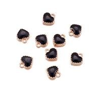 Cheriswelry Alloy Mini Heart Enamel Charms Golden Plated Metal Dangle Pendants for Jewelry Making Bracelets Necklace Earrings Valentine's Gifts Accessories (Black)