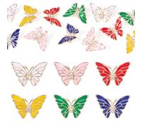 Cheriswelry Butterfly Enamel Pins Alloy Rhinestones Brooches for Backpack Clothes Cute Colorful Butterfly Lapel Pin for Steampunk Badge Jewelry Decoration, Alloy Steel, no gemstone